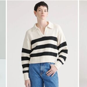 Quince Striped Organic Cotton Collared Sweater